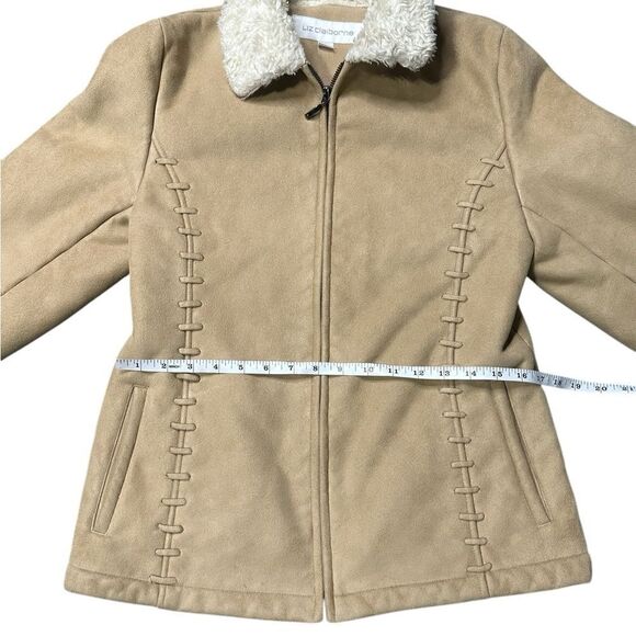 Liz Claiborne 90’s Faux Suede & Sherpa Lined Whipstitch Detail Jacket Size S - Picture 9 of 12